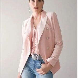 WHITE HOUSE BLACK MARKET Velvet Pink Double-Breasted Women's Blazer